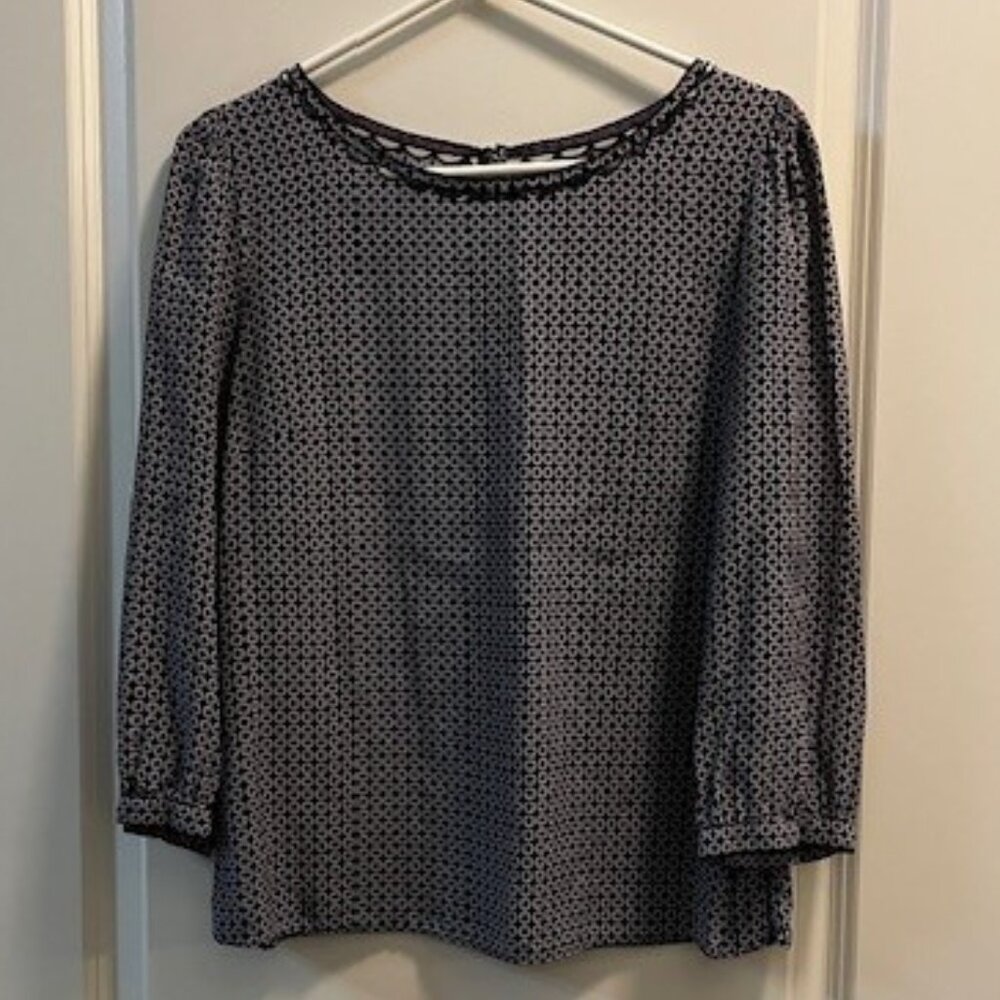 J. Crew Purple Print Silk Blouse sz 6